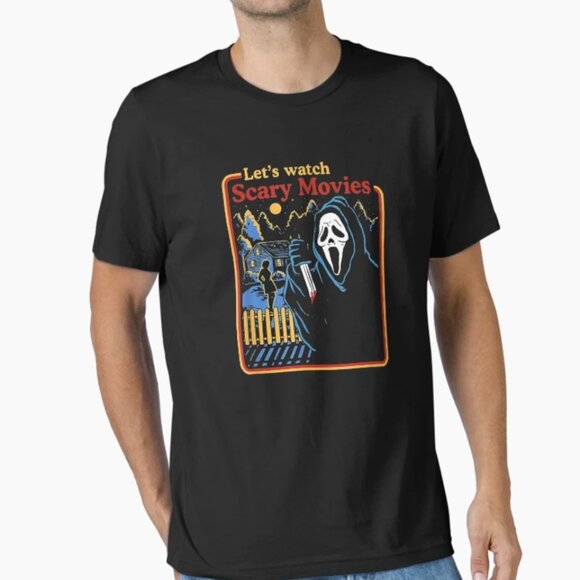 Ghost Face Brand Let’s Watch Scary Movies T- Shirt Adult Large - Picture 1 of 9